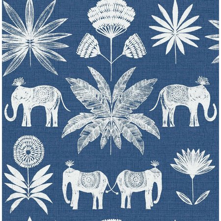 MANHATTAN COMFORT Marseille Bazaar Blue Elephant Oasis 33 ft L X 205 in W Wallpaper BR4014-26436